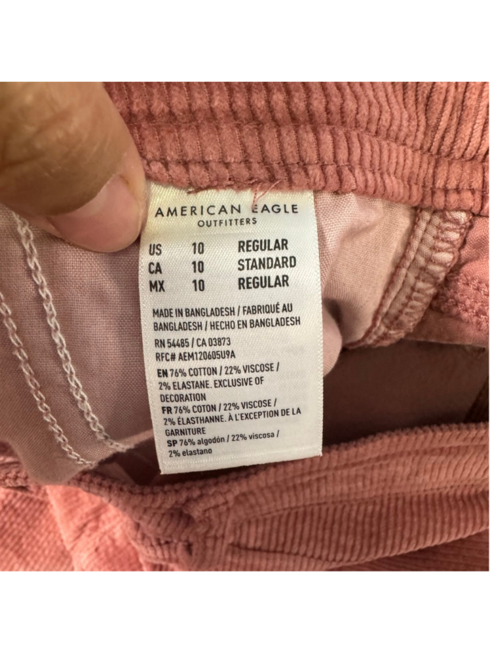 American Eagle Super High-Rise Baggy Wide Leg Curdoroy Pant Pink Size 10 - Picture 10 of 13